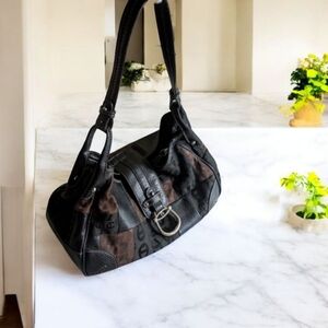 Eteinne Aigner Black Brown Logo Shoulder Bag